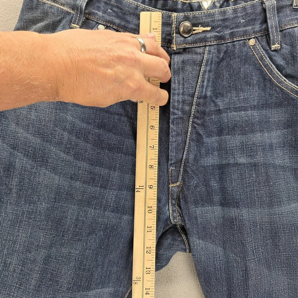Levis Jeans Mens Blue Selvedge Two Horse Straight Whiskers Button Fly Fits 31x34